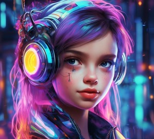 科技少女炫酷萌头像图片